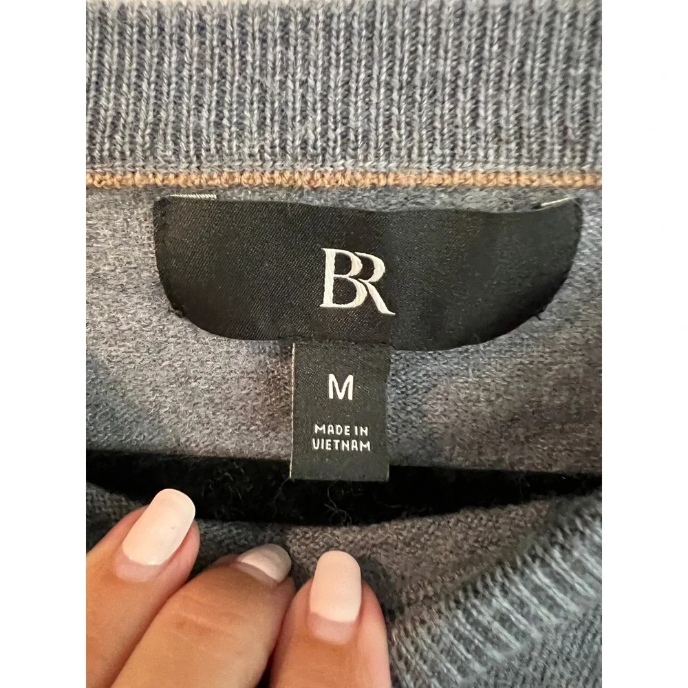 Banana Republic Mens Franco Italian Merino Wool Crewneck Sweater Gray M